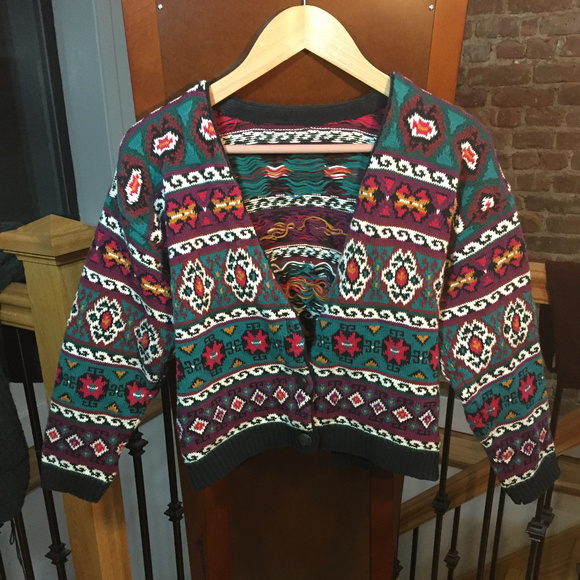 ☆☆ Vintage Peruvian-Style Cardigan ☆☆ - Picture 1 of 4